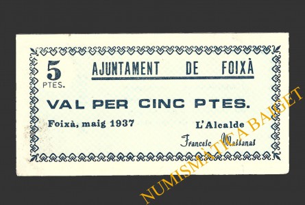FOIXA (Girona), 5 pessetes, maig del 1937