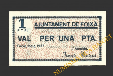 FOIXA (Girona), 1 pesseta maig del 1937