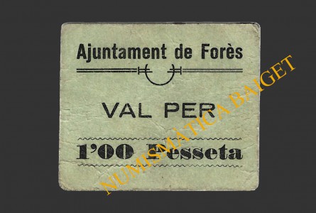 FORES (Tarragona), 1 pesseta, 1937