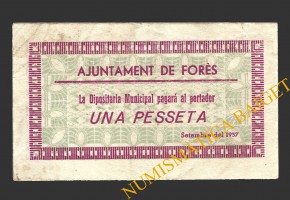 FORES (Tarragona), 1 pesseta, setembre del 1937