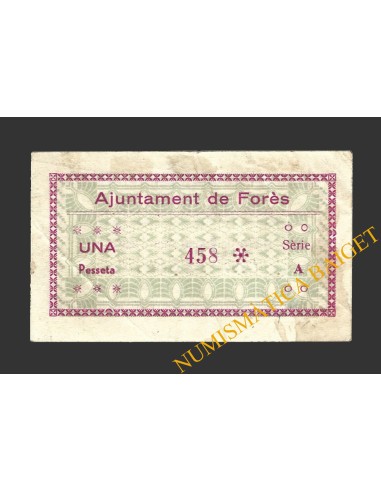 FORES (Tarragona), 1 pesseta, setembre del 1937