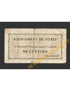 FORES (Tarragona), 50 centims, setembre del 1937