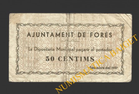 FORES (Tarragona), 50 centims, setembre del 1937