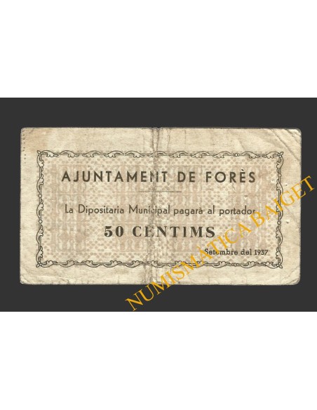 FORES (Tarragona), 50 centims, setembre del 1937