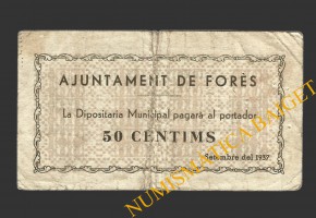 FORES (Tarragona), 50 centims, setembre del 1937