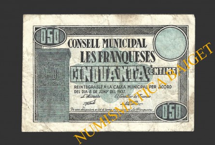 FRANQUESES DEL VALLES, LES (Barcelona), 50 centims, 5 de juny del 1937