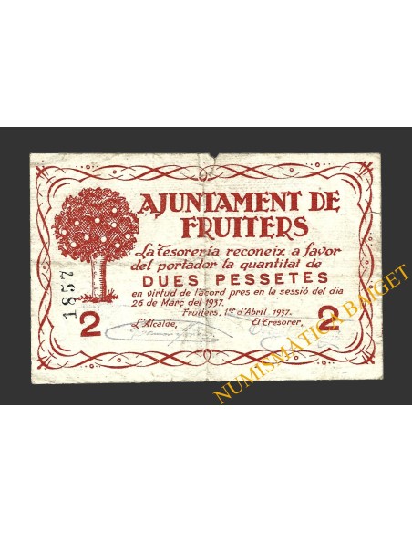 FRUITERS (Barcelona), 2 pessetes, 1 d'abril del 1937
