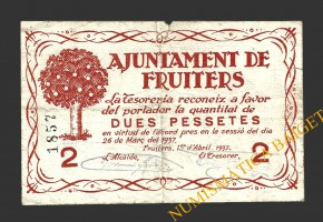 FRUITERS (Barcelona), 2 pessetes, 1 d'abril del 1937