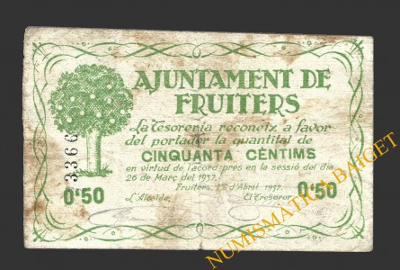 FRUITERS (Barcelona), 50 centims, 1 d'abril del 1937