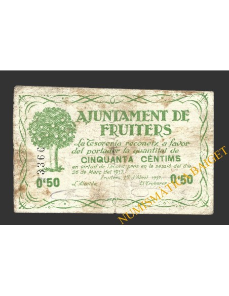 FRUITERS (Barcelona), 50 centims, 1 d'abril del 1937
