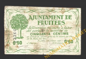 FRUITERS (Barcelona), 50 centims, 1 d'abril del 1937