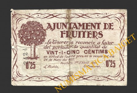 FRUITERS (Barcelona), 25 centims, 1 d'abril del 1937