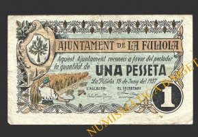 FULIOLA, LA (Lleida), 1 pesseta, 15 de juny del 1937