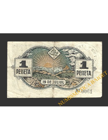 FULIOLA, LA (Lleida), 1 pesseta, 15 de juny del 1937