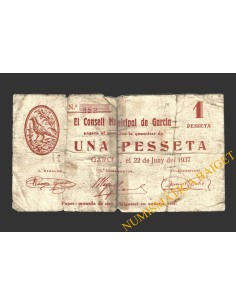 GARCIA (Tarragona), 1 pesseta, 22 de juny del 1937