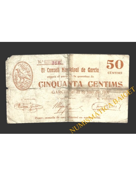 GARCIA (Tarragona), 50 centims, 22 de juny del 1937