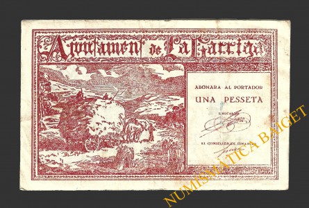 GARRIGA, LA (Barcelona), 1 pesseta, juliol del 1937