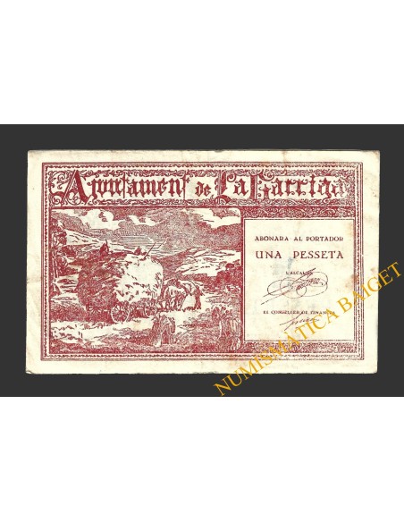 GARRIGA, LA (Barcelona), 1 pesseta, juliol del 1937