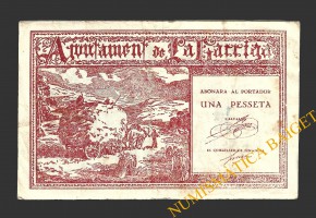 GARRIGA, LA (Barcelona), 1 pesseta, juliol del 1937