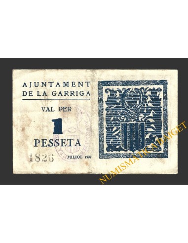 GARRIGA, LA (Barcelona), 1 pesseta, juliol del 1937