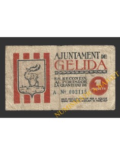 GELIDA (Tarragona), 1 pesseta, 12 de març del 1937