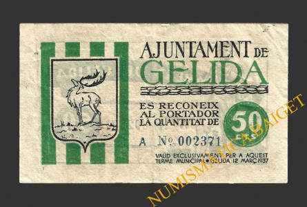 GELIDA (Tarragona), 50 centims, 12 de març del 1937