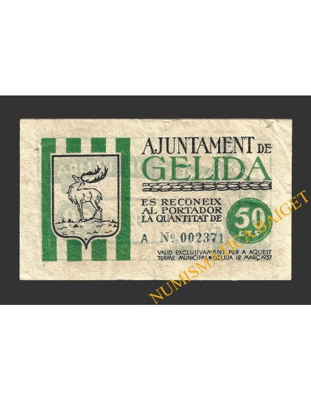 GELIDA (Tarragona), 50 centims, 12 de març del 1937