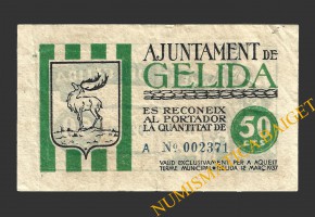 GELIDA (Tarragona), 50 centims, 12 de març del 1937