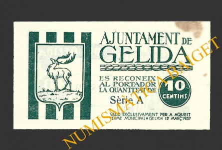 GELIDA (Tarragona), 10 centims, 12 de març del 1937