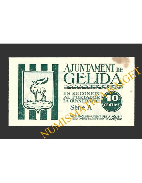 GELIDA (Tarragona), 10 centims, 12 de març del 1937