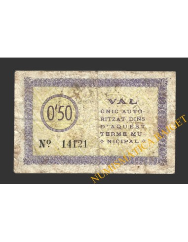 GIRONELLA (Barcelona), 0'50 pessetes, 7 de maig del 1937  (2ª emissió)