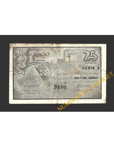 GRANOLLERS (Barcelona), 25 centims, 1 de juny del 1937  