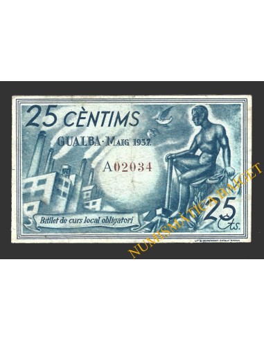 GUALBA (Girona), 25 centims, maig del 1937  