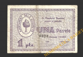 GUIAMETS, ELS (Tarragona), 1 pesseta, 7 d'agost del 1937  