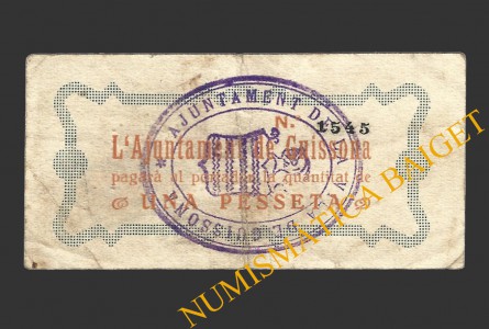 GUISSONA (Lleida), 1 pesseta, juny del 1937  