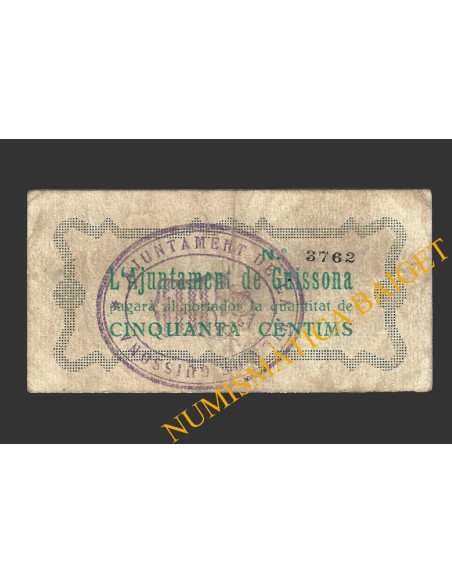 GUISSONA (Lleida), 50 centims, juny del 1937  