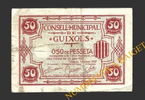 GUIXOLS (Girona), 0'50 pessetes, 1 d'agost del 1937  