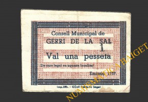 GERRI DE LA SAL (Lleida), 1 pesseta, 1937