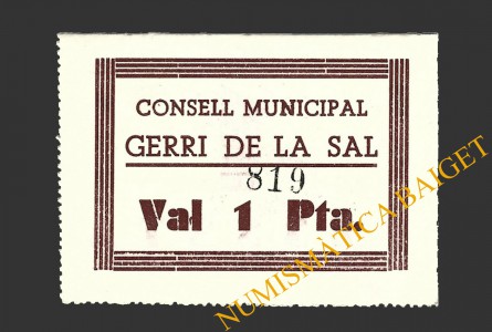 GERRI DE LA SAL (Lleida), 1 pesseta, 1937 (2ª emissió)