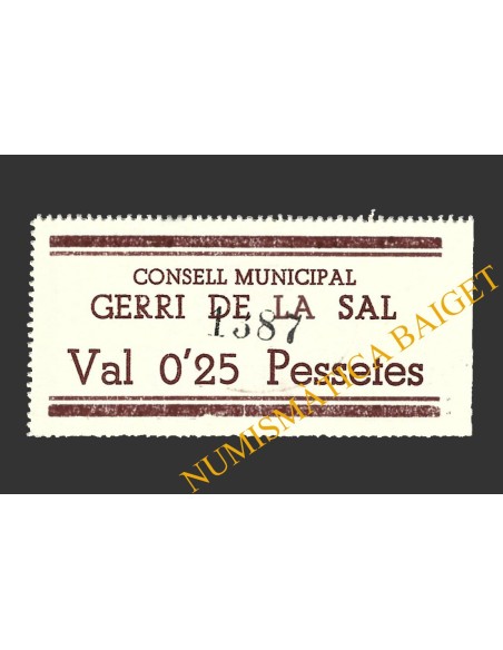 GERRI DE LA SAL (Lleida), 0'25 pessetes, 1937 (2ª emissió)