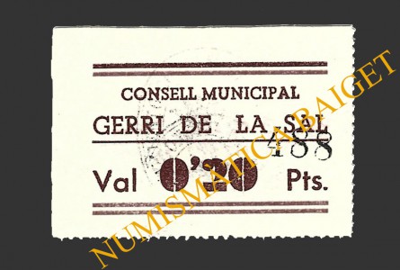 GERRI DE LA SAL (Lleida), 0'20 pessetes, 1937 (2ª emissió)