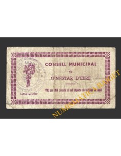 GINESTAR D'EBRE (Tarragona), 1 pesseta, juliol del 1937 