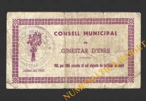 GINESTAR D'EBRE (Tarragona), 1 pesseta, juliol del 1937 