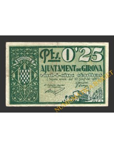 GIRONA, 0'25 pessetes, 25 de juny del 1937 