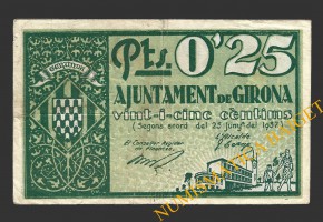 GIRONA, 0'25 pessetes, 25 de juny del 1937 