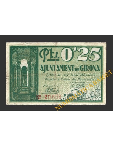 GIRONA, 0'25 pessetes, 25 de juny del 1937 