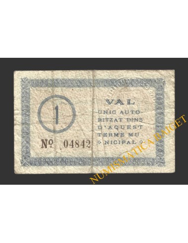 GIRONELLA (Barcelona), 1 pesseta, 7 de maig del 1937 