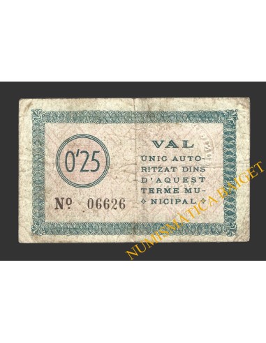 GIRONELLA (Barcelona), 0'25 pessetes, 7 de maig del 1937 