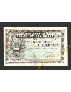 GRAMANET DE BESOS (Barcelona), 25 centims, 30 de juliol del 1937  