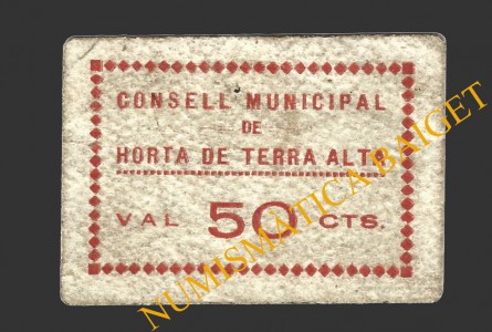 HORTA DE TERRA ALTA (Tarragona), 50 centims, 1937  